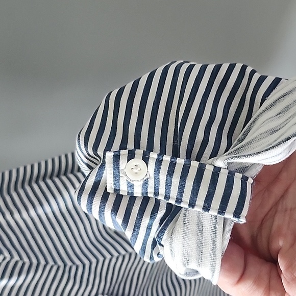 Croft & Barrow Slate Blue and Off White 3/4 Sleeve Button Down Blouse NWT - Picture 7 of 11